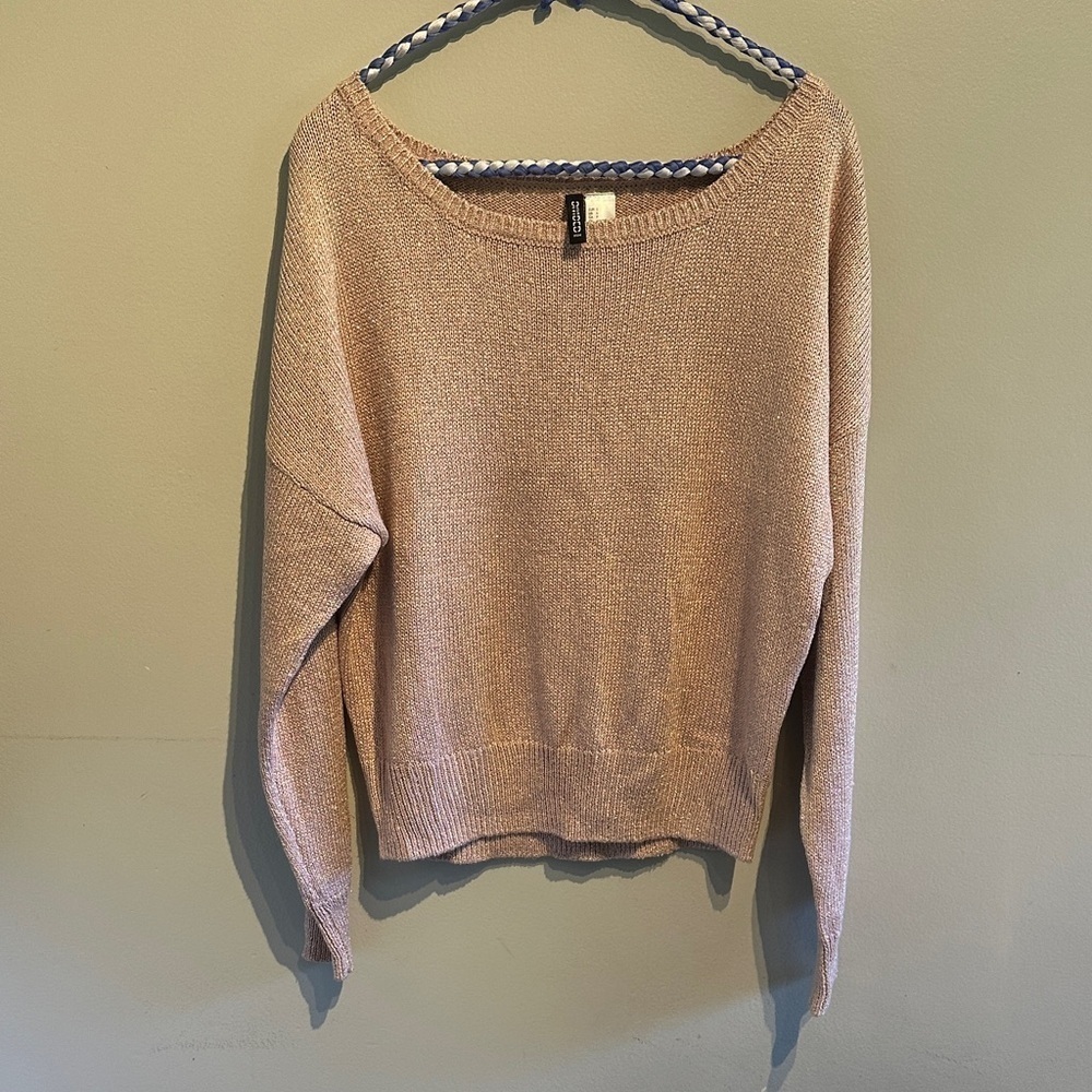 H&M sparkly pink Scoop Neck Sweater